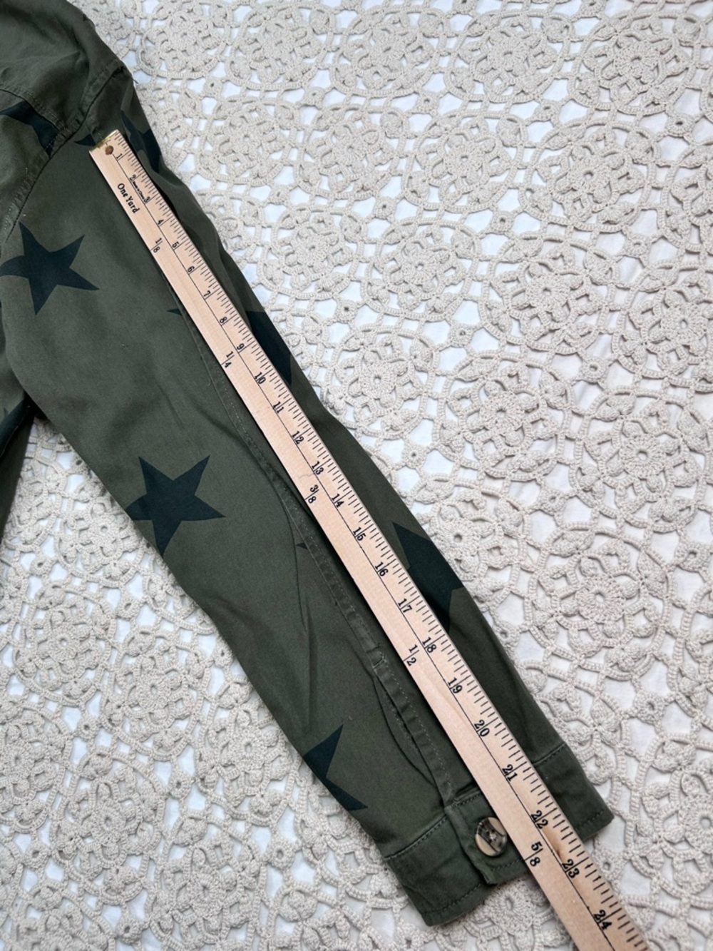 Knox Rose XL Olive Green Star Print Jacket USA Flag Patch 250 Years Graphic - Picture 8 of 15